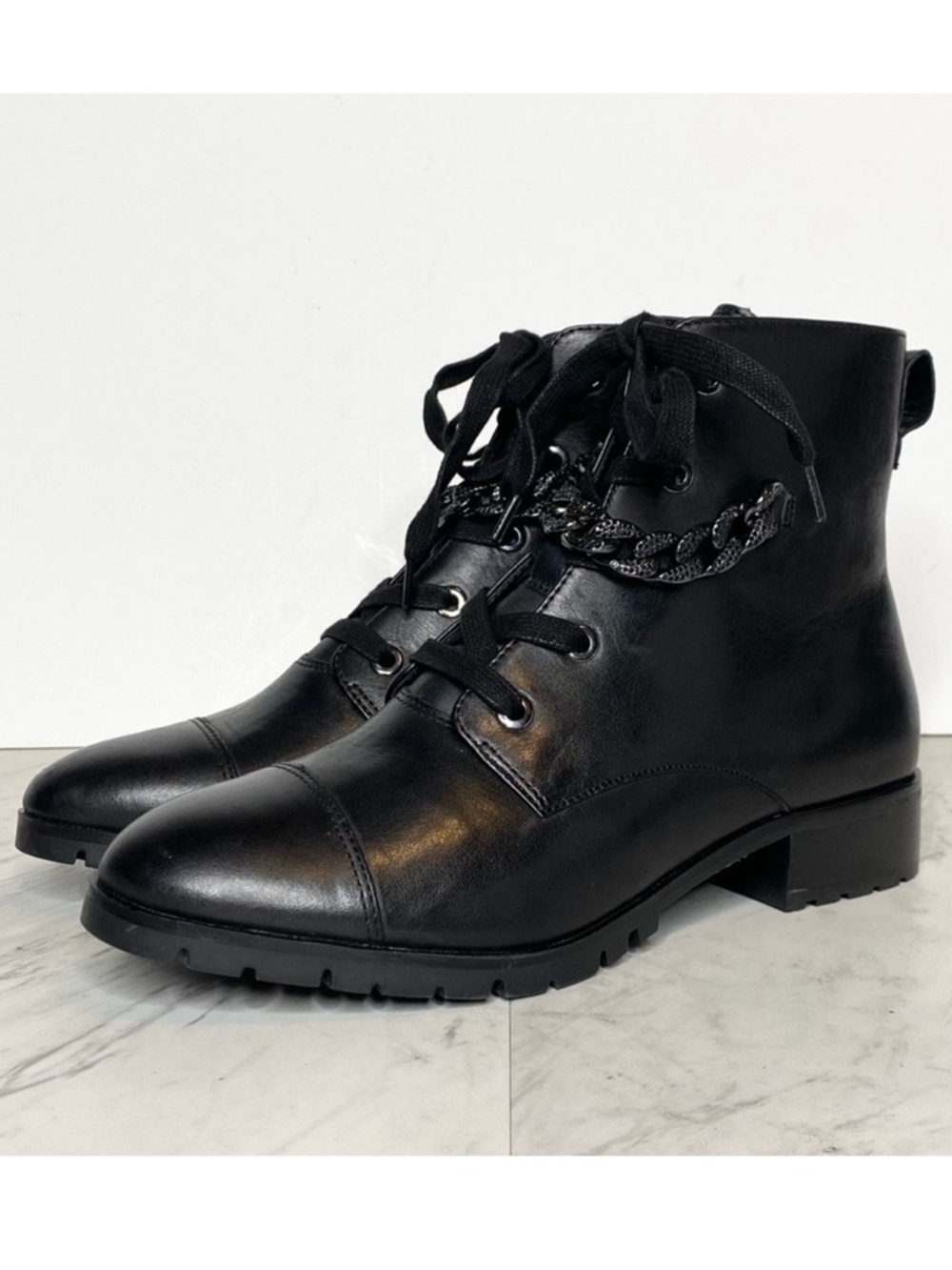 New! Karl Lagerfeld Suki Black Lace Up Bootie 7.5M